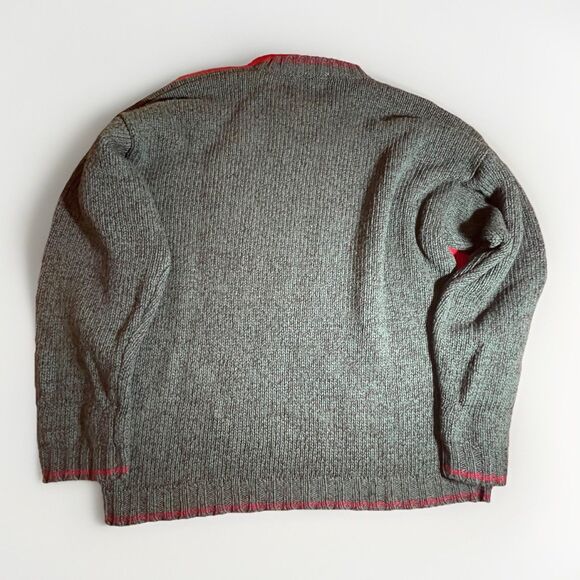 Vtg Eddie Bauer Legends Wool Sweater Men’s M  Pine Green Red Trim Hong Kong Warm - Picture 2 of 15